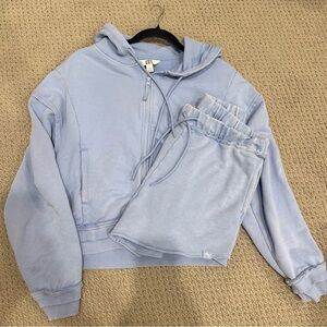 JoyLab Soft Blue Hoodie and Shorts Set